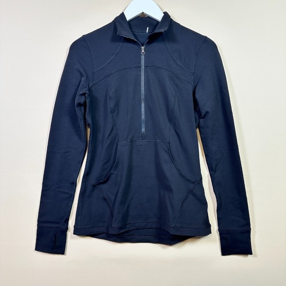 Lululemon Define Jacket Half Zip‎ Thumbholes Athletic Black Size 6 - Picture 1 of 4